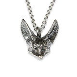 Fennec Fox Head Pendant Necklace | Silver Plated Bronze