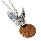 Fennec Fox Head Pendant Necklace | Silver Plated Bronze