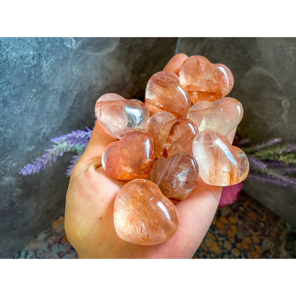 Fire Quartz Heart with Rainbows