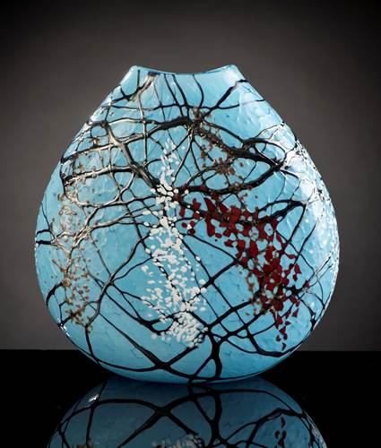 Flat Vase Turquoise/Silver