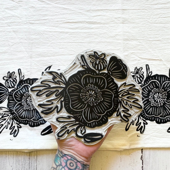Floral Organic Tea Towel-Poppy
