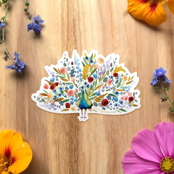 Floral Peacock Sticker