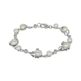 Freshwater Pearl Bracelet in Rhodium Overlay  White / Pearl