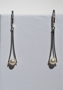Gemdrop Tapered Pearl Earrings - Sterling Silver