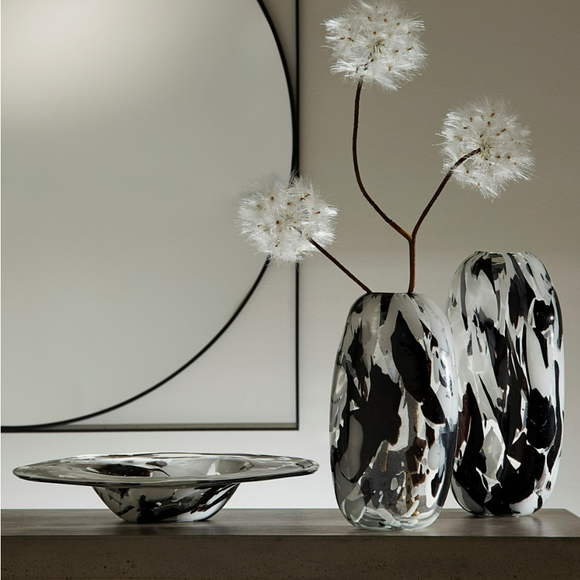 Gisli Black & White Glass Decorative Vase