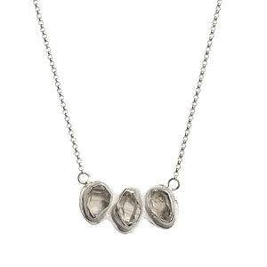 Herkimer Diamond + Sterling Silver 3 Stone Glacier Necklace
