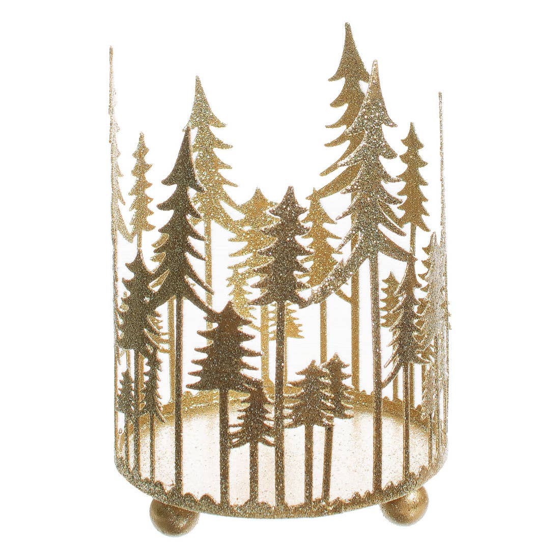 Gold Glitter metal Fir tree silhouette votive holder