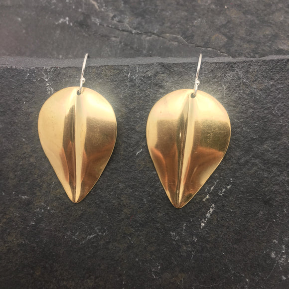 Gold Solid Large Leaf Earring