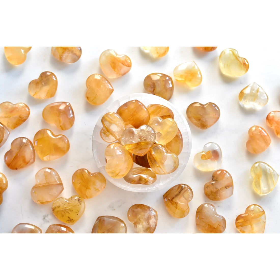 Golden Healer Heart Crystals - Yellow Natural Stones
