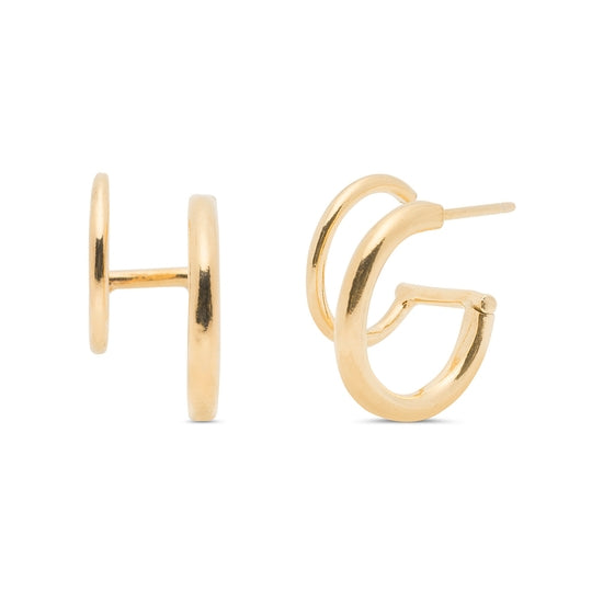 Halo Faux Double Hoops - Yellow Gold