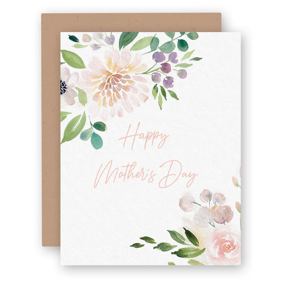 Happy Mother's Day Card w/Soft Watercolor Florals