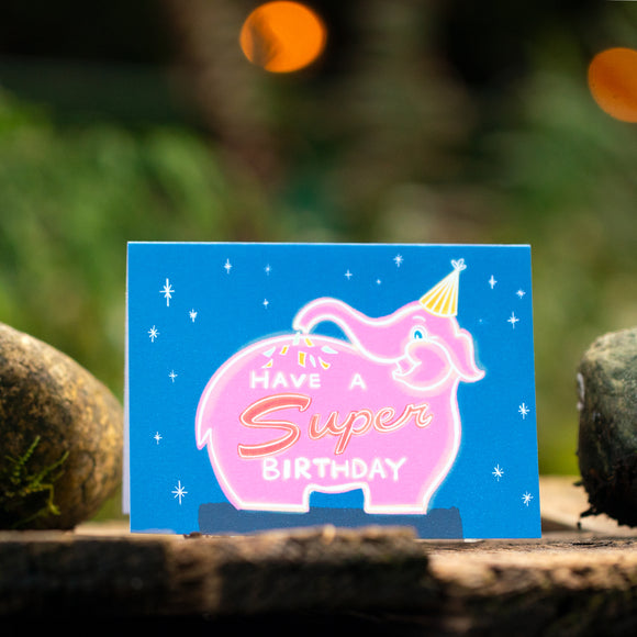 Have a Super Birthday Seattle Elephant Sign Nostalgic Card