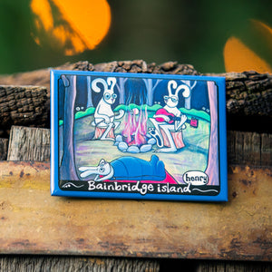 Bainbridge Island Camping Bunnies Magnet