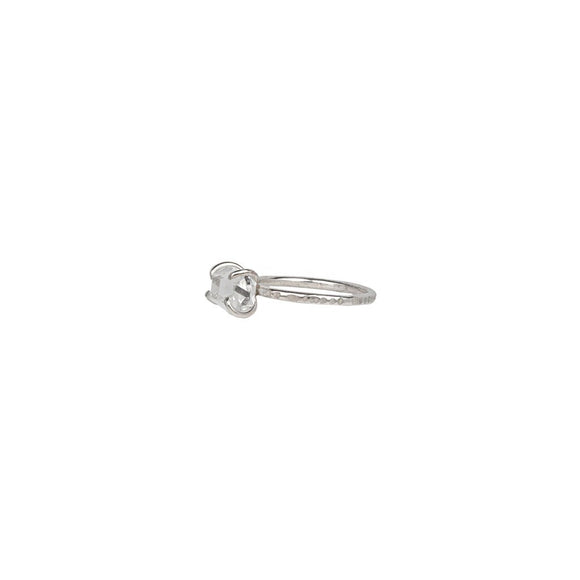 Herkimer Diamond Ring in Shiny Sterling Silver, Horizontal