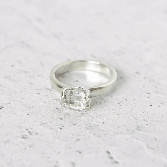 Herkimer Diamond Solitaire Ring in Sterling Silver