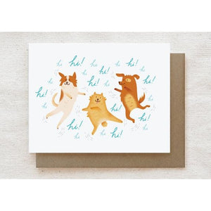 Hi! Hi! Hi! Excited Dogs - Greeting Card