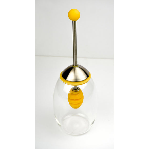 Honey Jar With Silicone Dipper - Yellow