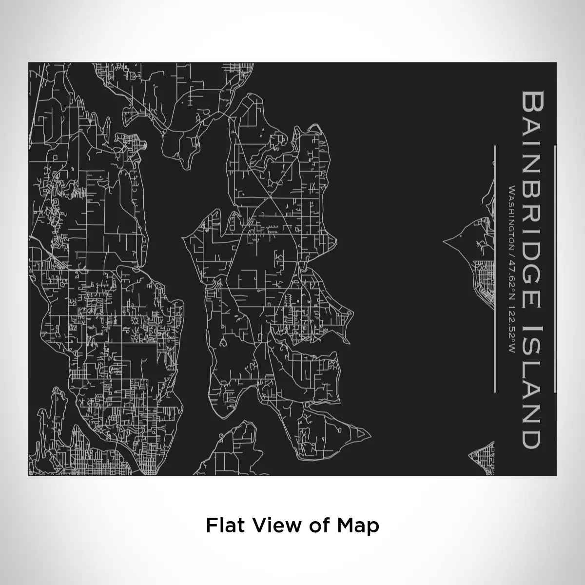 Bainbridge Island WA Map Bottle with Bamboo Top in Black