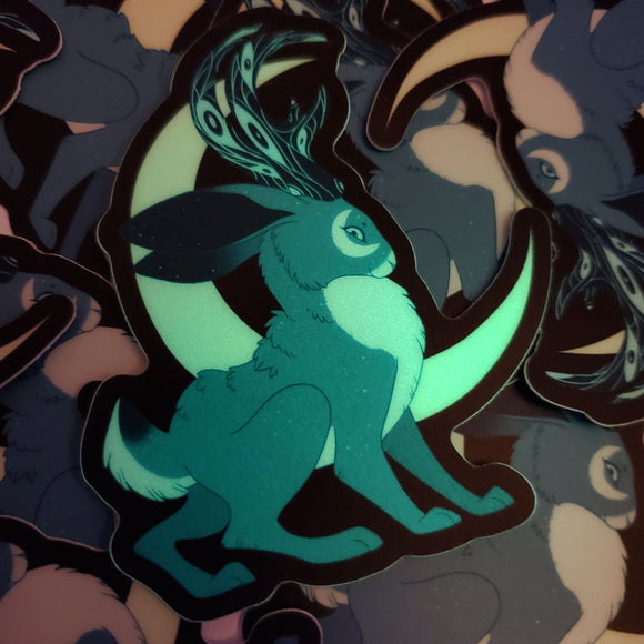 Moon Jackalope Glow in the Dark Sticker