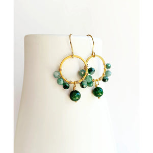 Jade + Emerald Circle Earrings