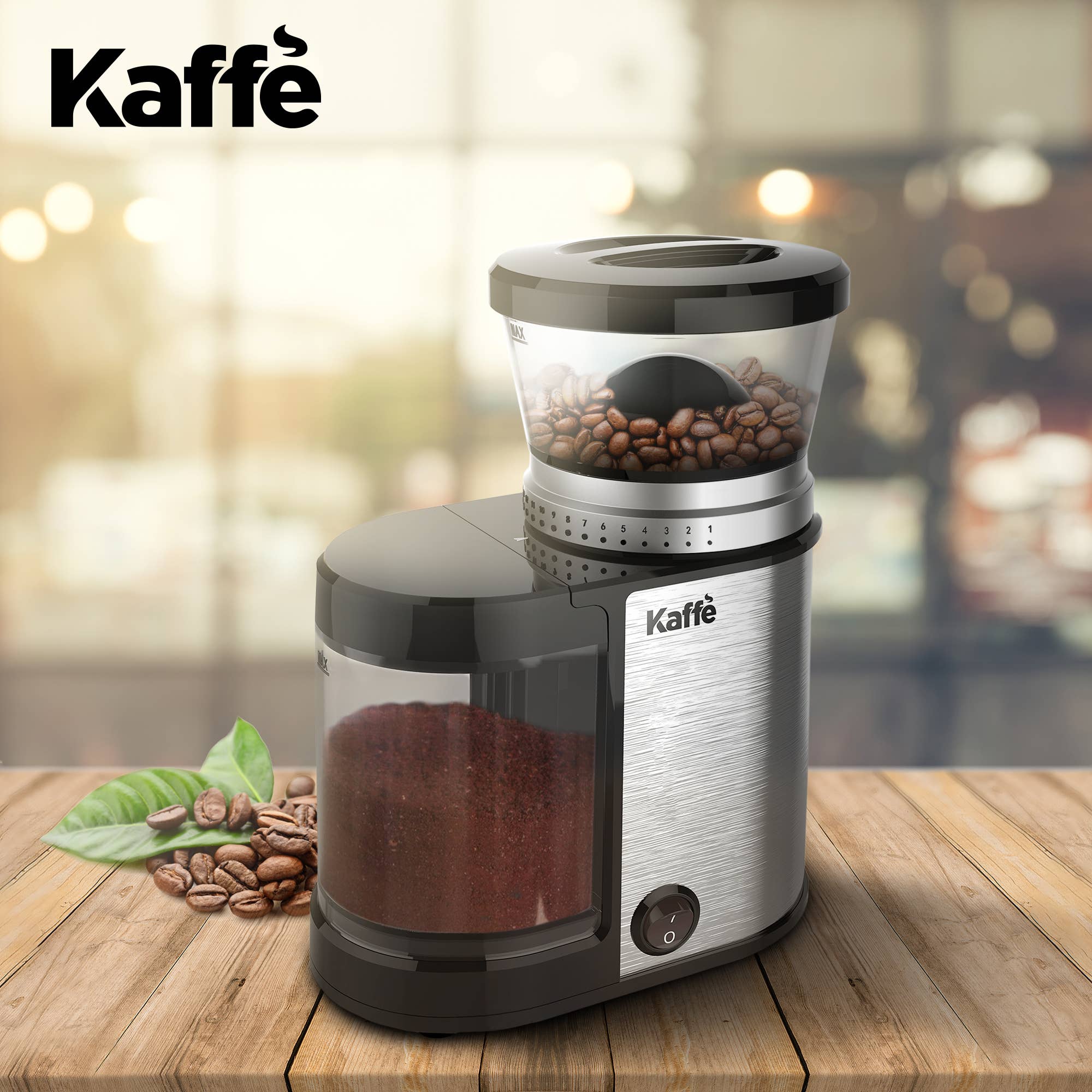 Kf8020 Kaffe Electric Burr Coffee Grinder Strong, Durable Stainless Steel - 4.5 oz Capacity, Silver