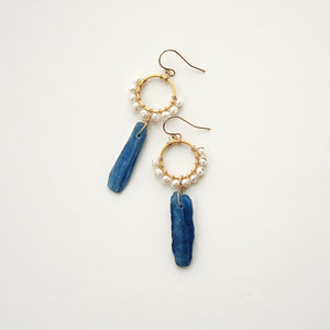 Kyanite + Pearl Earrings