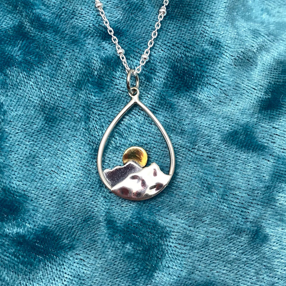 Landscape Mountain Teardrop Necklace | Sterling Silver