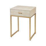Les Revoires 1-Drawer Faux Shagreen & Metal Accent Table