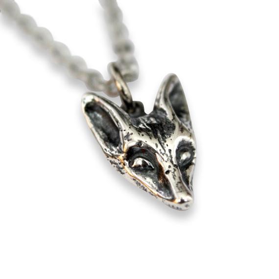 Little Fox Face Pendant Necklace | Silver Plated Bronze