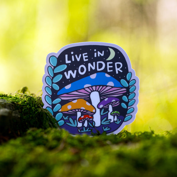 Live In Wonder, Mushrooms Rainbow Vinyl Sticker