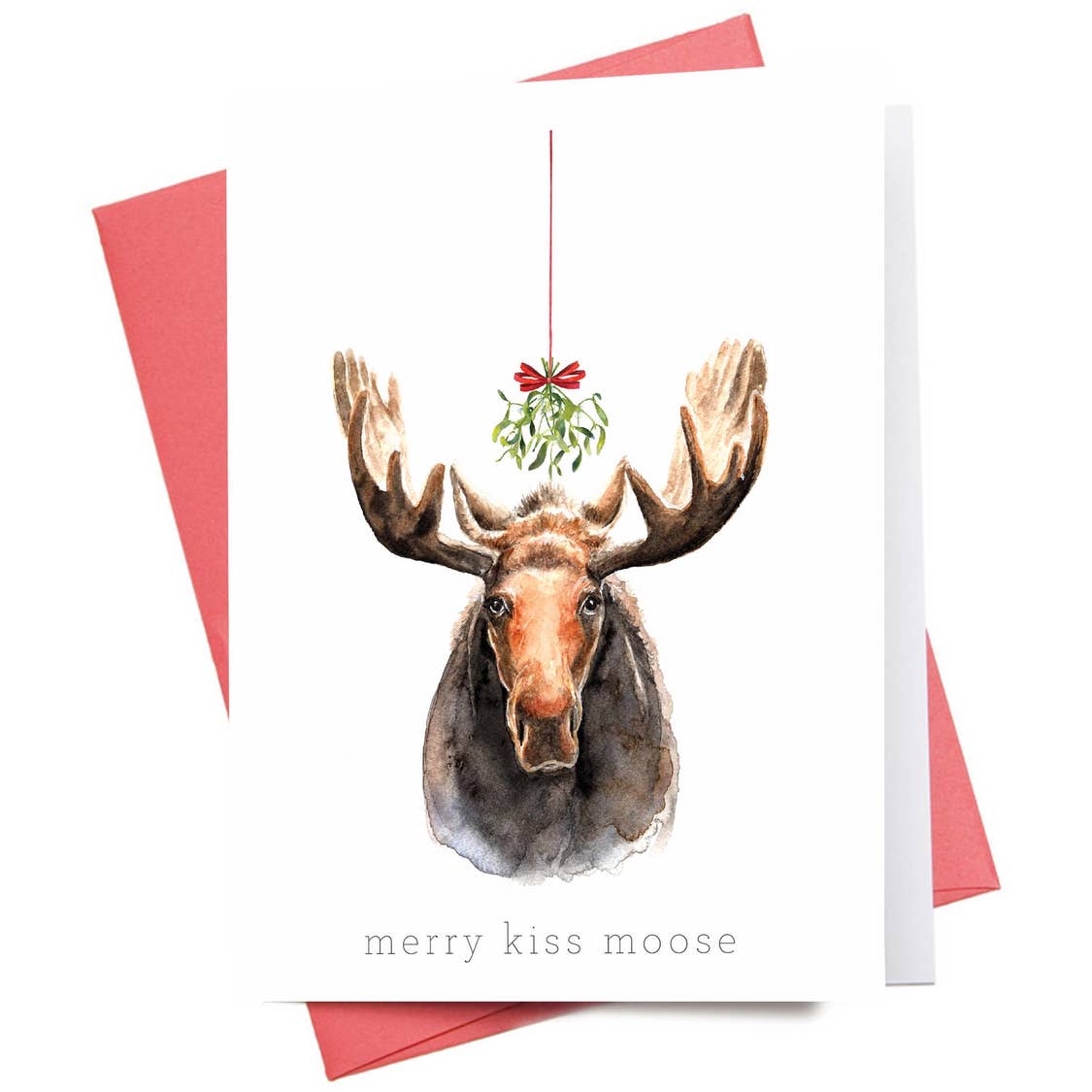 Merry Kiss Moose | Christmas Greeting Card