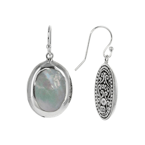 Mother of Pearl Oval Earrings in Sterling Silver  abalone