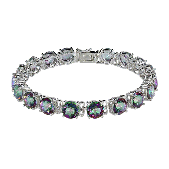 Mystic Quartz Silver Bracelet  Purple / Green / Pink