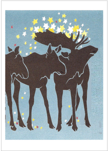 Night Moose Greeting Cards