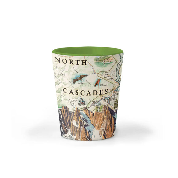 North Cascades National Park Map Ceramic Shot Glass