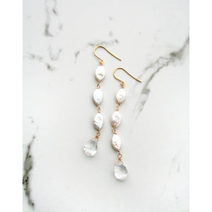 Oval Pearl Drop Earrings