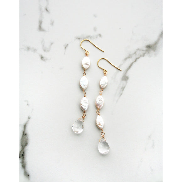 Oval Pearl Drop Earrings