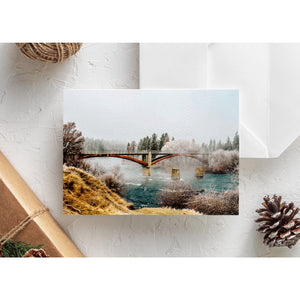 PNW Scenic Holiday Greeting Card - Winter Bridge