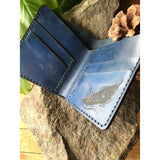 Peacock Blue Leather Bifold Wallet