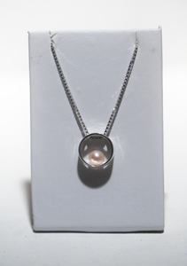 Round Pearl Necklace "GemDrops" - Sterling Silver