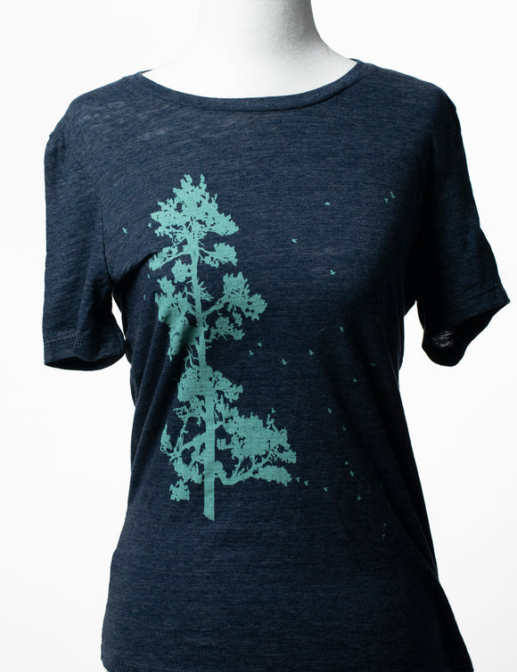 Pine Tree Flock Crew Tee Shirt [Navy]