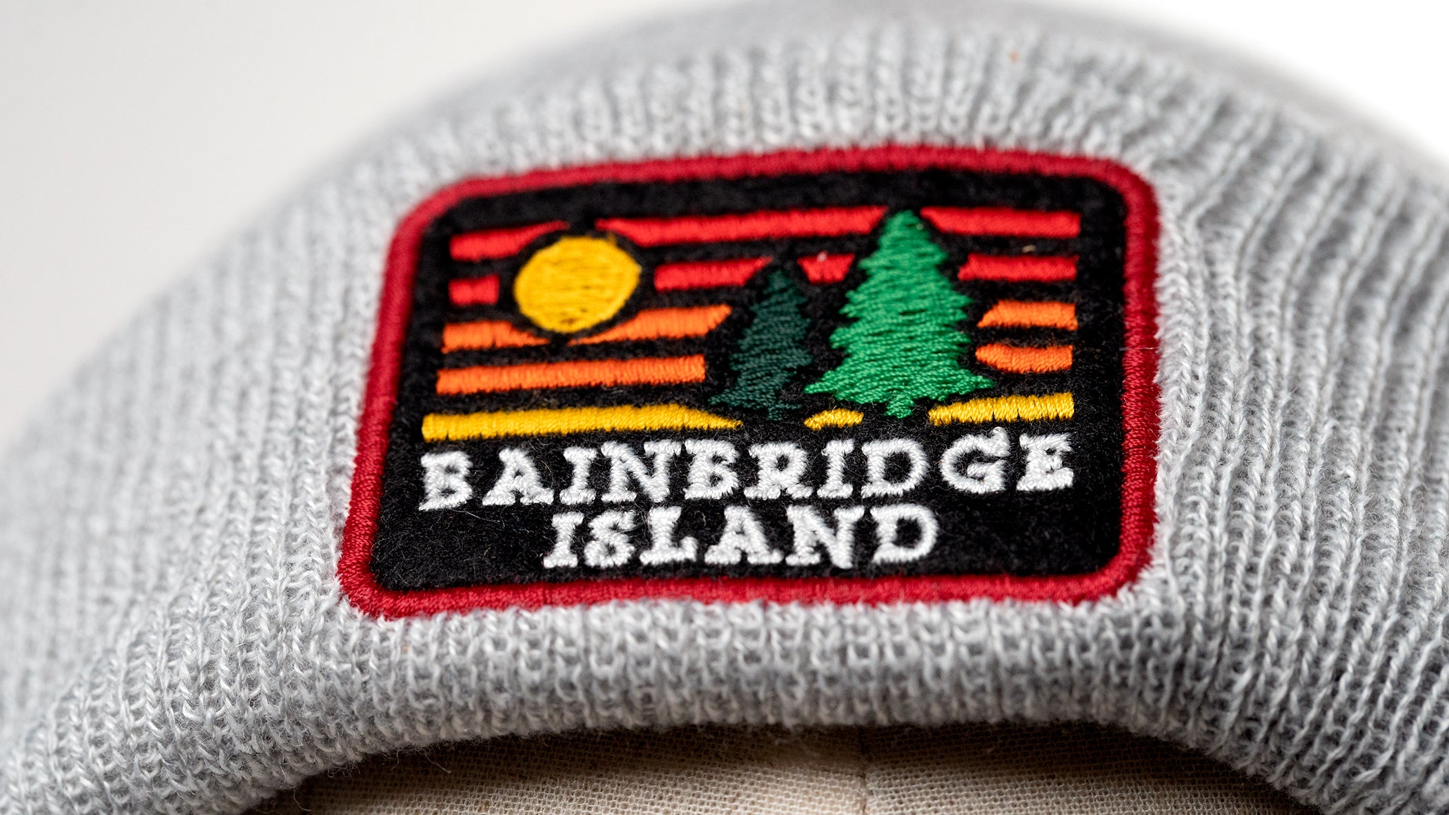 Bainbridge Island Retro Pines Beanie | Gray Marled