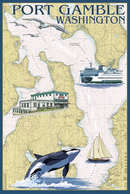 Port Gamble, Washington - Nautical Chart [12x18 Print]