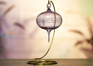 Blown Glass Ornament - Light Lavender With Icing