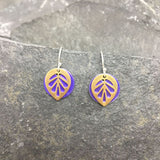 Small Brass Leaf Earrings (Various Colors)
