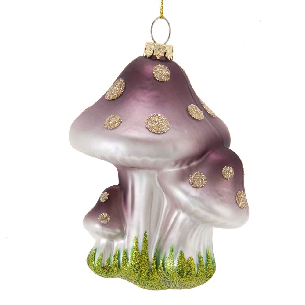 Purple Tint Mushroom Glass Ornament