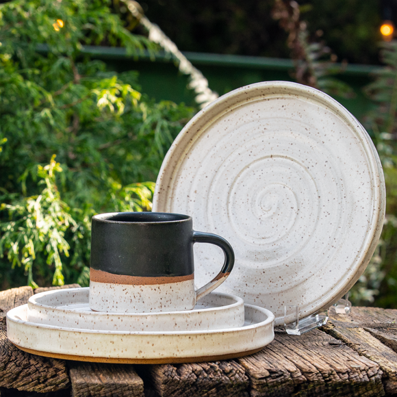 White Speckled Glazed Dinner Plate