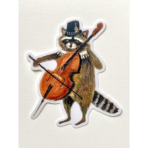 Raccoon Cellist Sticker