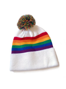 Rainbow Pom Beanie