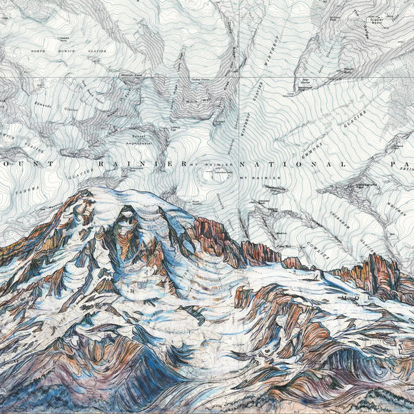 Rainier Summit, Mt Rainier National Park Matted Print